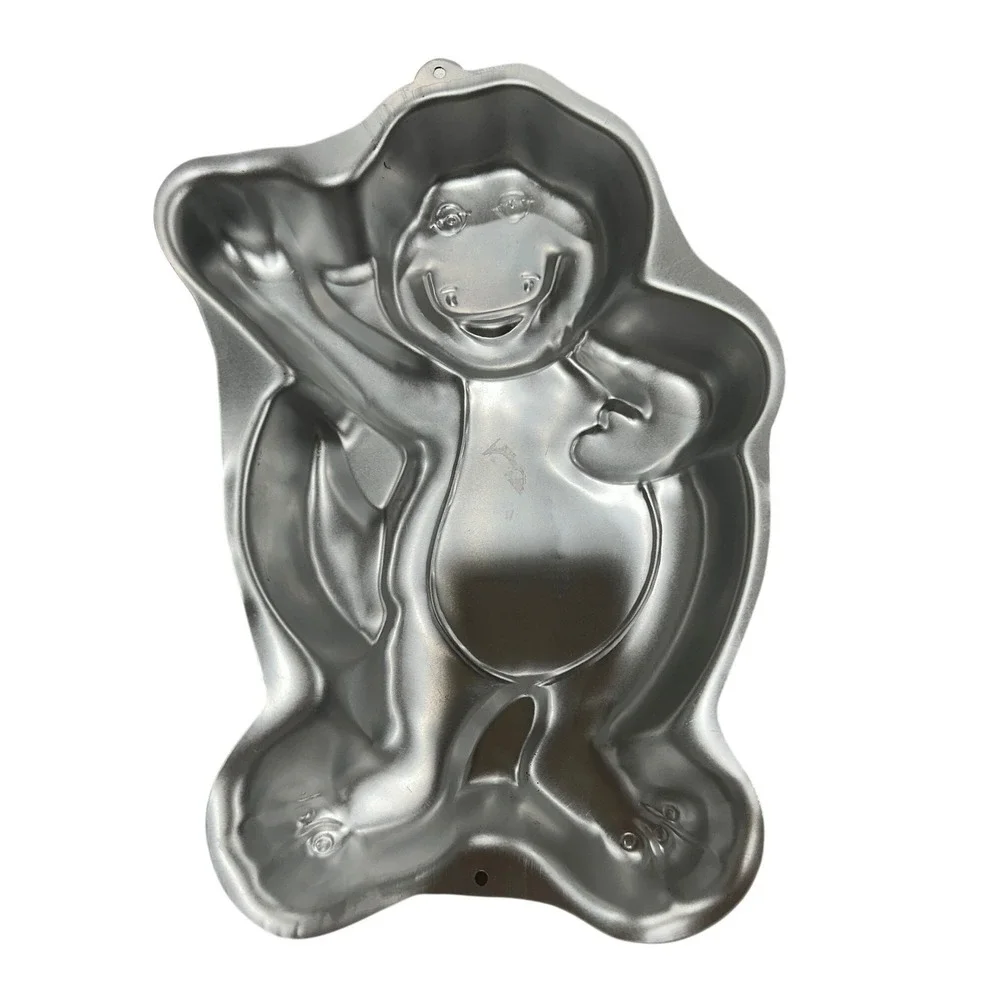 Wilton Barney the Dinosaur Vintage 1993 Aluminum Cake Pan 2105-6713 Silver
